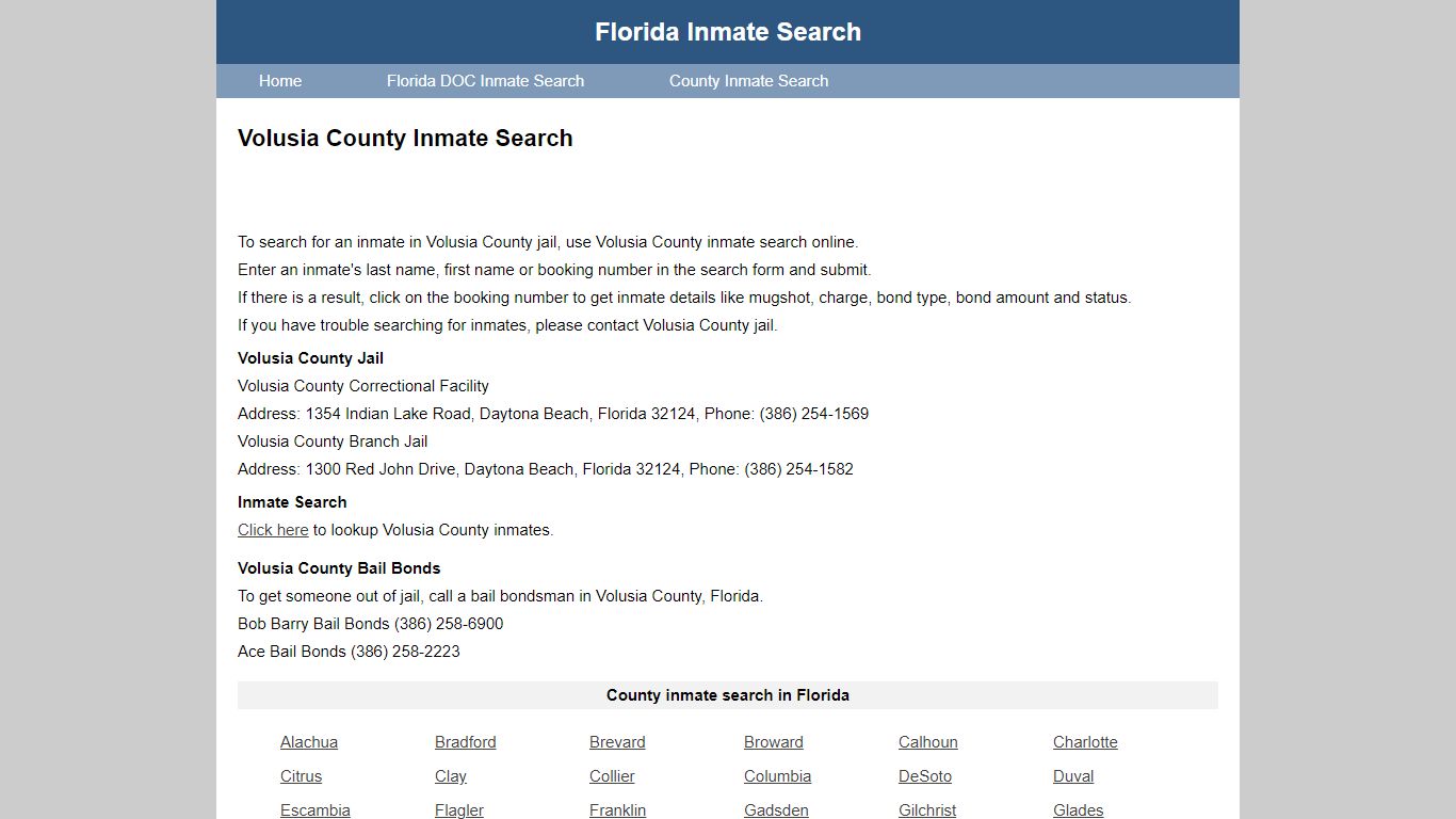 Volusia County Jail Inmate Search