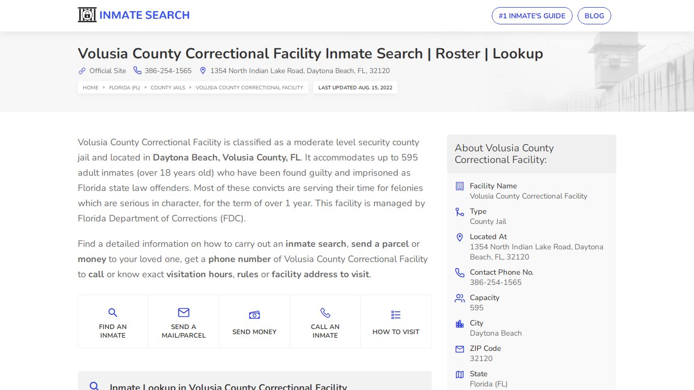 Volusia County Correctional Facility Inmate Search ...